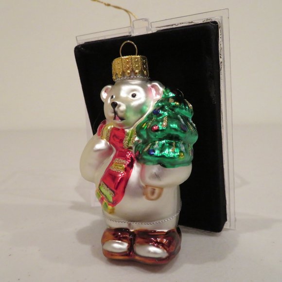 Christmas Glass Ornament Polar Bear Handcrafted by Unique Treasure Box Keepsake - Picture 4 of 6